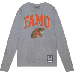 Apparel Mitchell & Ness T-Shirts & Tops-University Arch Logo Ls Tee Florida A&M University