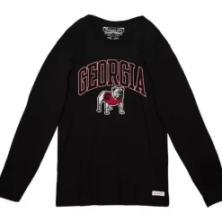 Apparel Mitchell & Ness T-Shirts & Tops-University Arch Logo Ls Tee University Of Georgia