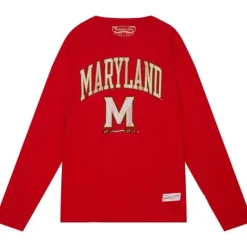 Apparel Mitchell & Ness T-Shirts & Tops-University Arch Logo Ls Tee University Of Maryland