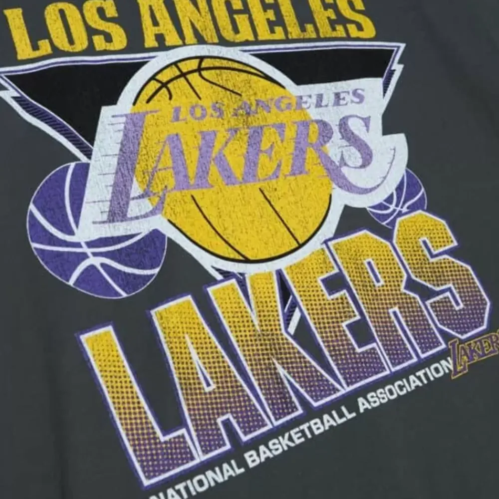 Apparel Mitchell & Ness T-Shirts & Tops-Vintage Cracked Tee Los Angeles Lakers