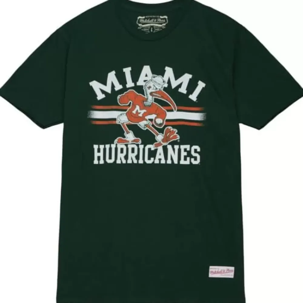 Apparel Mitchell & Ness T-Shirts & Tops-Vintage Stripes Tee University Of Miami