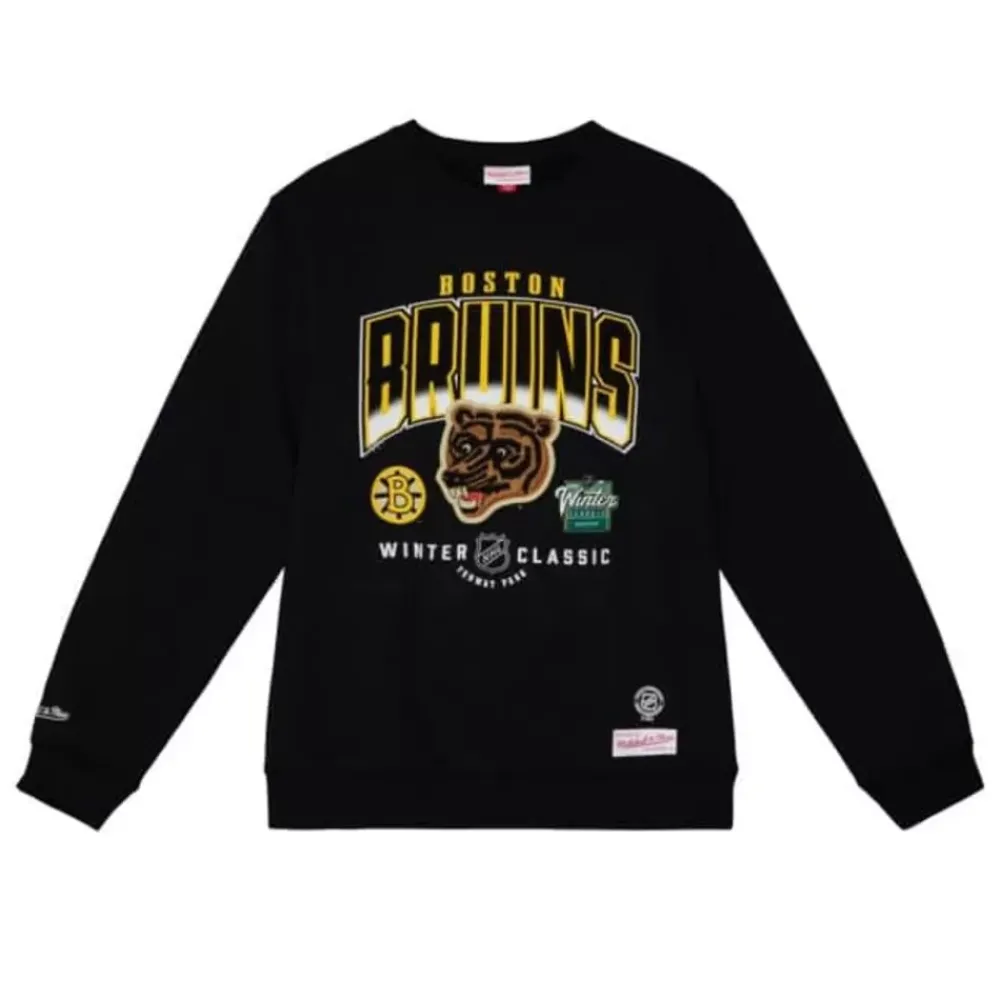 Apparel Mitchell & Ness T-Shirts & Tops-Winter Classic Logo Fade Crew Boston Bruins