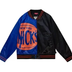 Apparel Mitchell & Ness Jackets & Outerwear-Womens Big Face Satin Jacket 5.0 New York Knicks