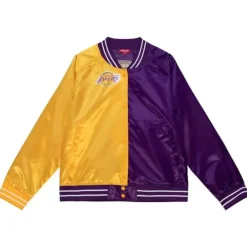 Apparel Mitchell & Ness Jackets & Outerwear-Womens Big Face Satin Jacket 5.0 Los Angeles Lakers