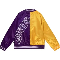 Apparel Mitchell & Ness Jackets & Outerwear-Womens Big Face Satin Jacket 5.0 Los Angeles Lakers