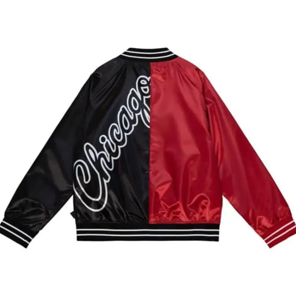 Apparel Mitchell & Ness Jackets & Outerwear-Womens Big Face Satin Jacket 5.0 Chicago Bulls