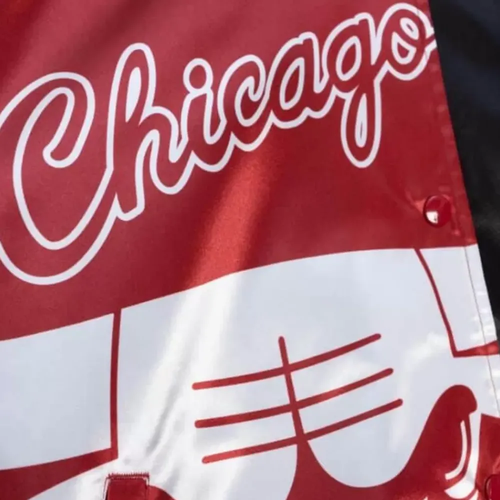 Apparel Mitchell & Ness Jackets & Outerwear-Womens Big Face Satin Jacket 5.0 Chicago Bulls