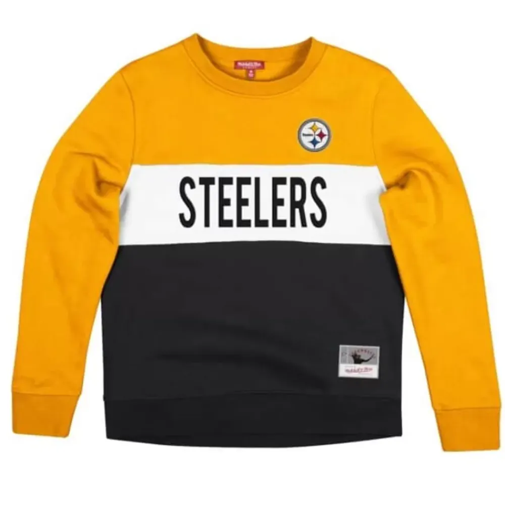Apparel Mitchell & Ness Hoodies & Sweatshirts-Women'S Color Block Crew 2.0 Pittsburgh Steelers