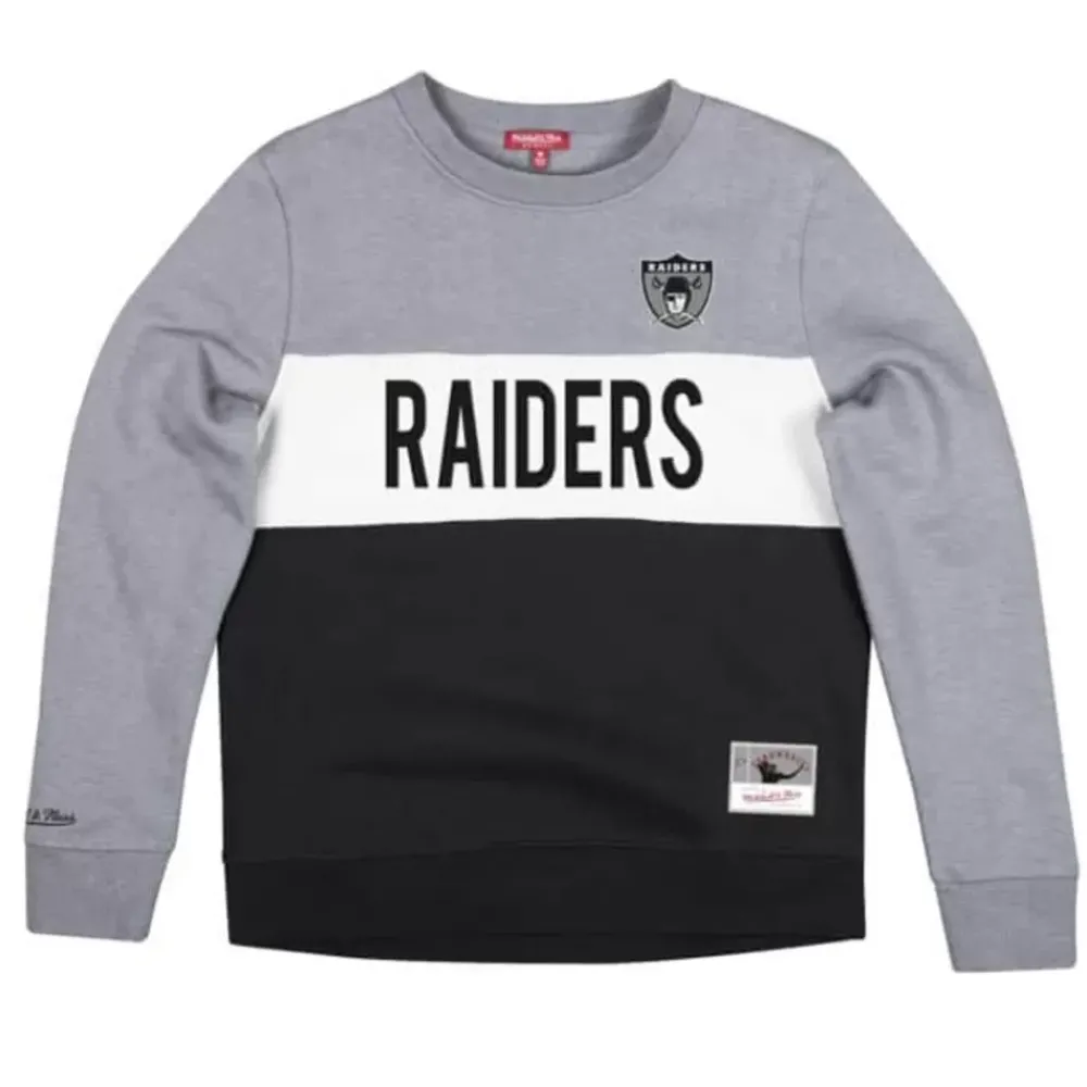 Apparel Mitchell & Ness Hoodies & Sweatshirts-Women'S Color Block Crew 2.0 Oakland Raiders