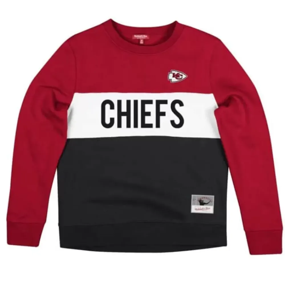 Apparel Mitchell & Ness Hoodies & Sweatshirts-Women'S Color Block Crew 2.0 Kansas City Chiefs