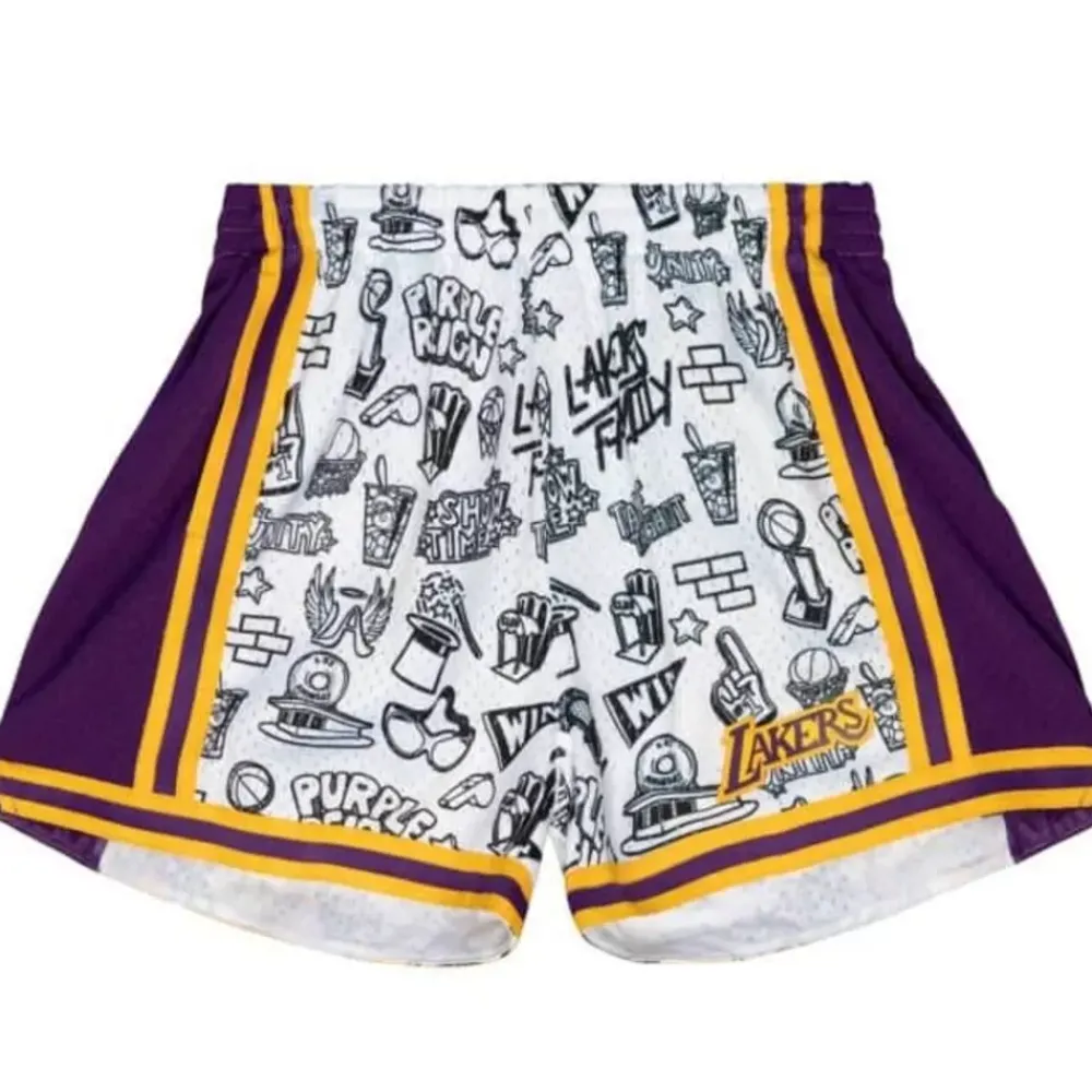 Apparel Mitchell & Ness Shorts-Womens Doodle Shorts Los Angeles Lakers