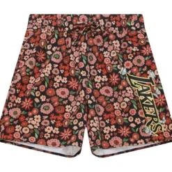 Apparel Mitchell & Ness Shorts-Womens Floral Shorts Los Angeles Lakers
