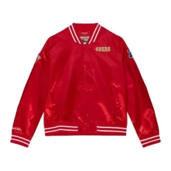 Apparel Mitchell & Ness Jackets & Outerwear-Womens Lightweight Satin Jacket San Francisco 49Ers