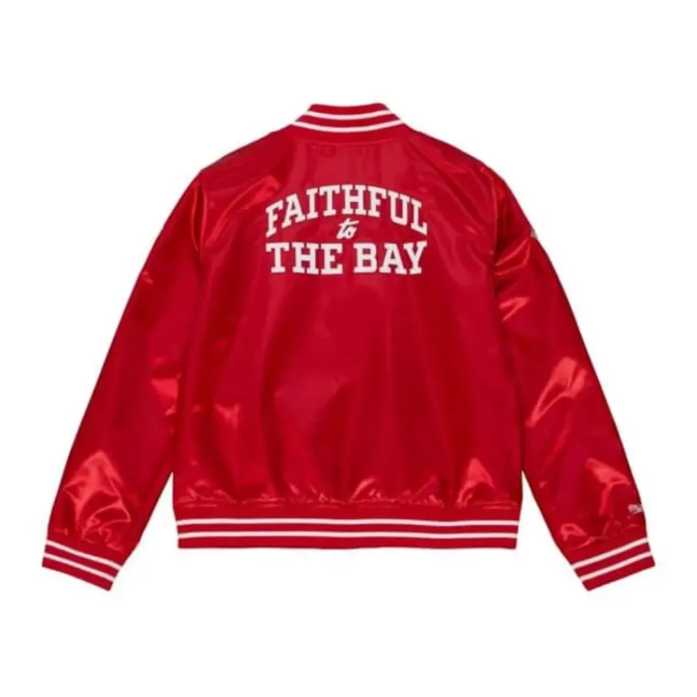 Apparel Mitchell & Ness Jackets & Outerwear-Womens Lightweight Satin Jacket San Francisco 49Ers