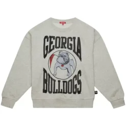 Apparel Mitchell & Ness Hoodies & Sweatshirts-Women'S Logo Lightweight Crew 3.0 University Of Georgia