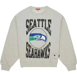 Apparel Mitchell & Ness Hoodies & Sweatshirts-Women'S Logo Lightweight Crew 3.0 Seattle Seahawks