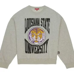 Apparel Mitchell & Ness Hoodies & Sweatshirts-Women'S Logo Lightweight Crew 3.0 Louisiana State University