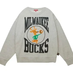 Apparel Mitchell & Ness Hoodies & Sweatshirts-Women'S Logo Lt Crew 3.0 Milwaukee Bucks