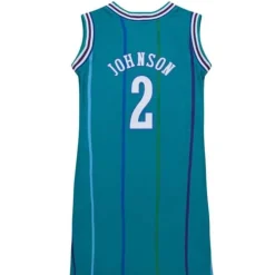Apparel Mitchell & Ness T-Shirts & Tops-Womens N&N Jersey Dress Charlotte Hornets 1992 Larry Johnson