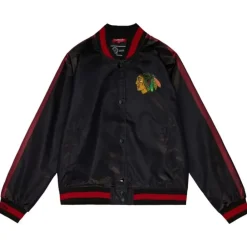Apparel Mitchell & Ness Jackets & Outerwear-Women'S Raglan Satin Jacket Chicago Blackhawks