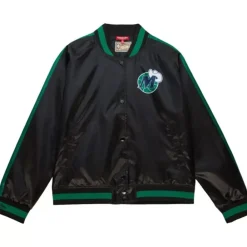 Apparel Mitchell & Ness Jackets & Outerwear-Women'S Raglan Satin Jacket Dallas Mavericks