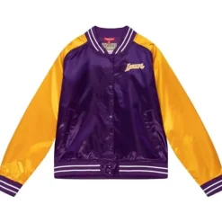 Apparel Mitchell & Ness Jackets & Outerwear-Womens Satin Jacket 2.0 Los Angeles Lakers