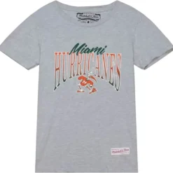 Apparel Mitchell & Ness T-Shirts & Tops-Women'S Script Arc Tee University Of Miami