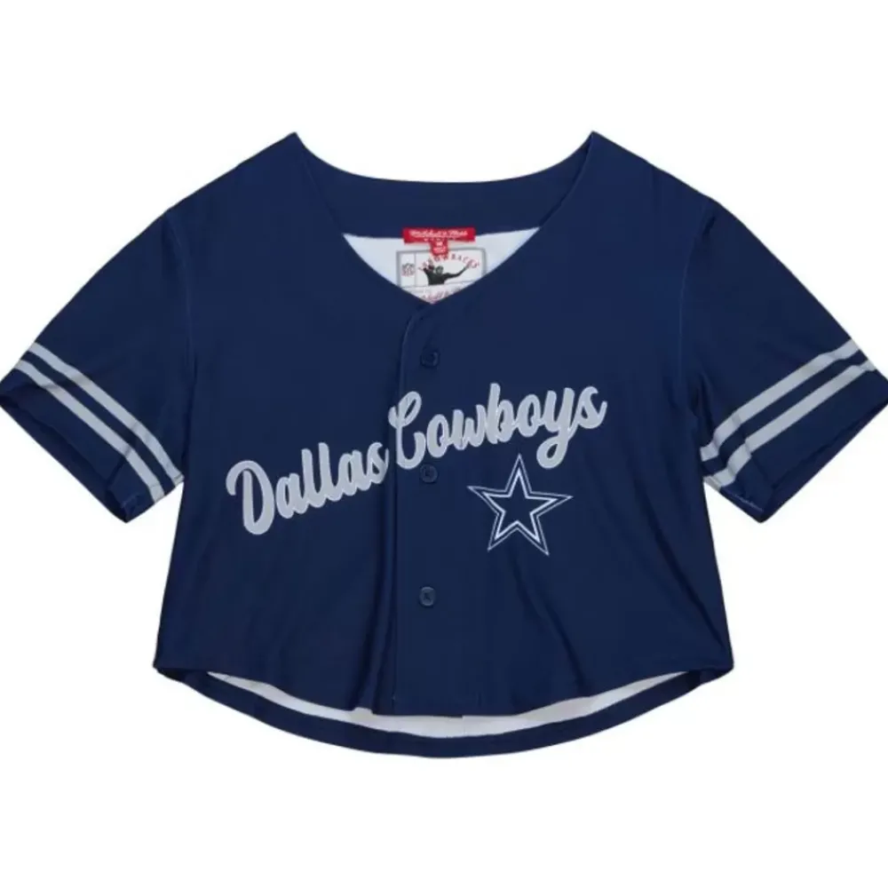 Apparel Mitchell & Ness T-Shirts & Tops-Women'S Ss Button Crop Dallas Cowboys