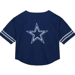 Apparel Mitchell & Ness T-Shirts & Tops-Women'S Ss Button Crop Dallas Cowboys