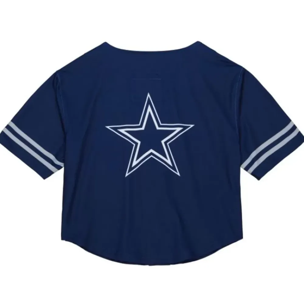 Apparel Mitchell & Ness T-Shirts & Tops-Women'S Ss Button Crop Dallas Cowboys