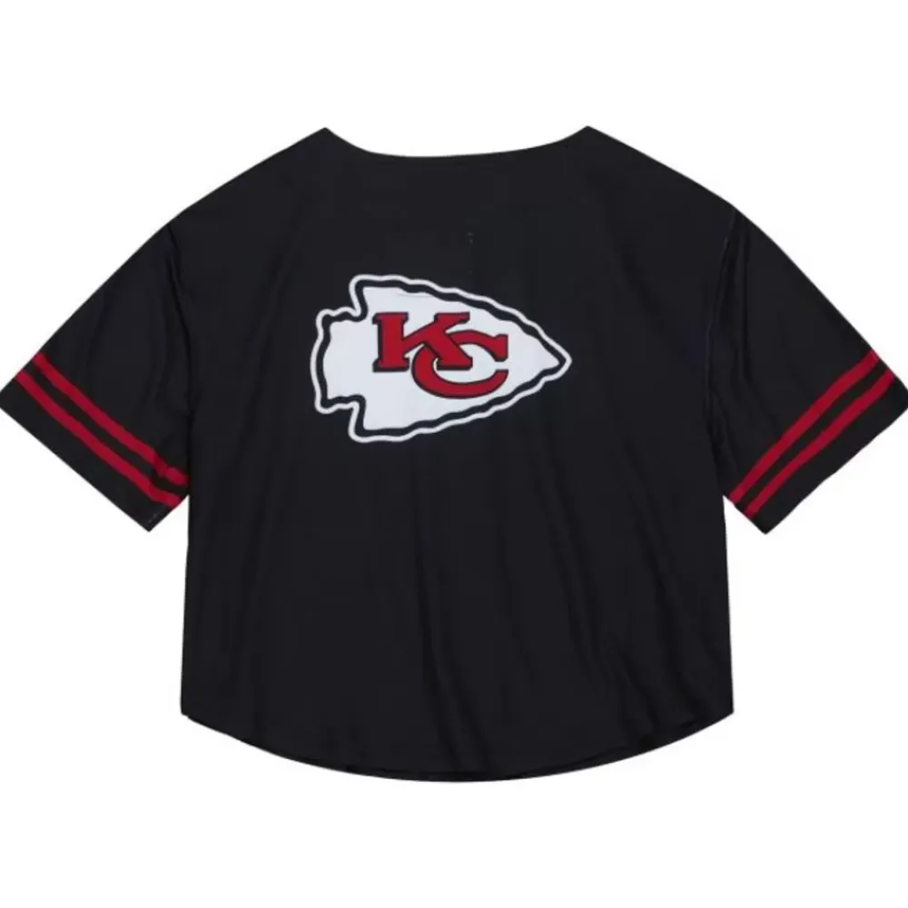 Apparel Mitchell & Ness T-Shirts & Tops-Women'S Ss Button Crop Kansas City Chiefs