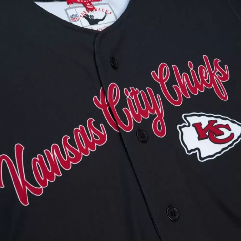 Apparel Mitchell & Ness T-Shirts & Tops-Women'S Ss Button Crop Kansas City Chiefs