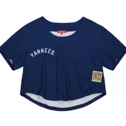 Apparel Mitchell & Ness T-Shirts & Tops-Women'S Ss Button Crop New York Yankees