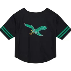 Apparel Mitchell & Ness T-Shirts & Tops-Women'S Ss Button Crop Philadelphia Eagles