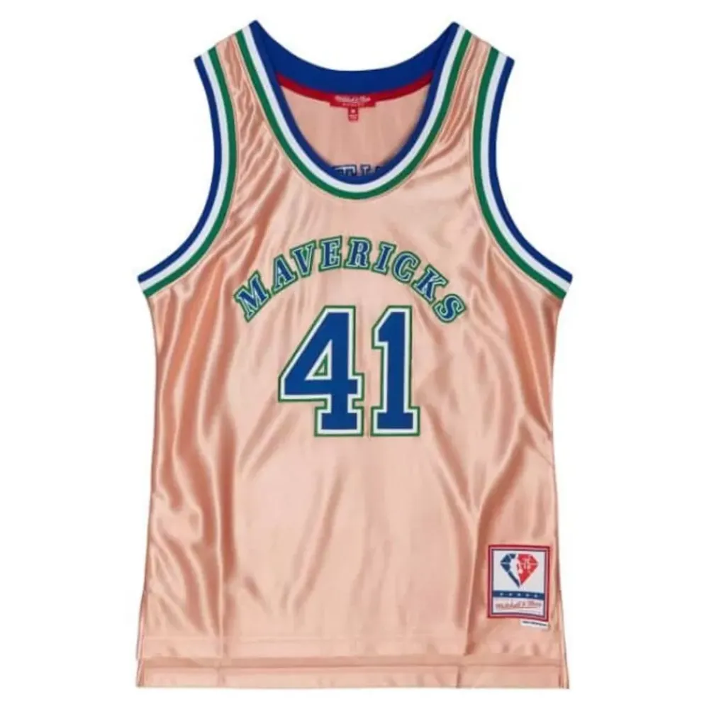 Jerseys Mitchell & Ness -Womens 75Th Anniversary Rose Gold Swingman Dirk Nowitzki Dallas Mavericks 1998-99 Jersey