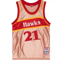 Jerseys Mitchell & Ness -Womens 75Th Anniversary Rose Gold Swingman Dominique Wilkins Atlanta Hawks 1986-87 Jersey