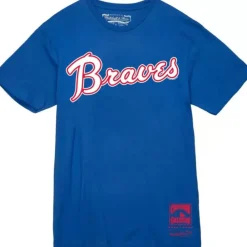 Apparel Mitchell & Ness T-Shirts & Tops-Wordmark 2 Tee Atlanta Braves