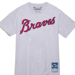 Apparel Mitchell & Ness T-Shirts & Tops-Wordmark 1 Tee Atlanta Braves