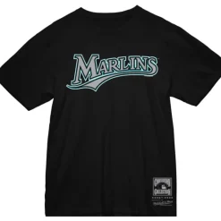 Apparel Mitchell & Ness T-Shirts & Tops-Wordmark 2 Tee Florida Marlins