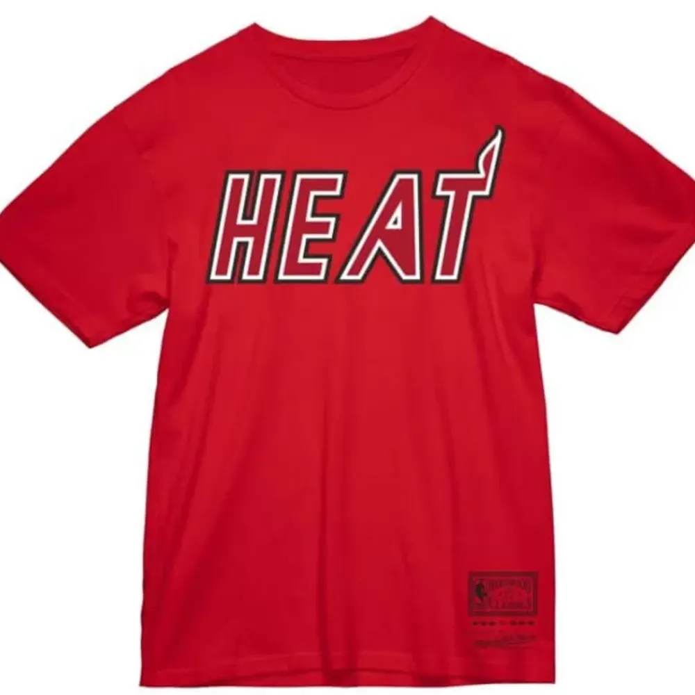 Apparel Mitchell & Ness T-Shirts & Tops-Wordmark 1 Tee Miami Heat